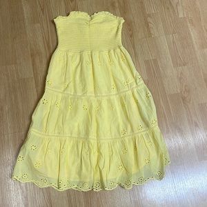 strapless, smocked sundress, tea length size M could easily fit small